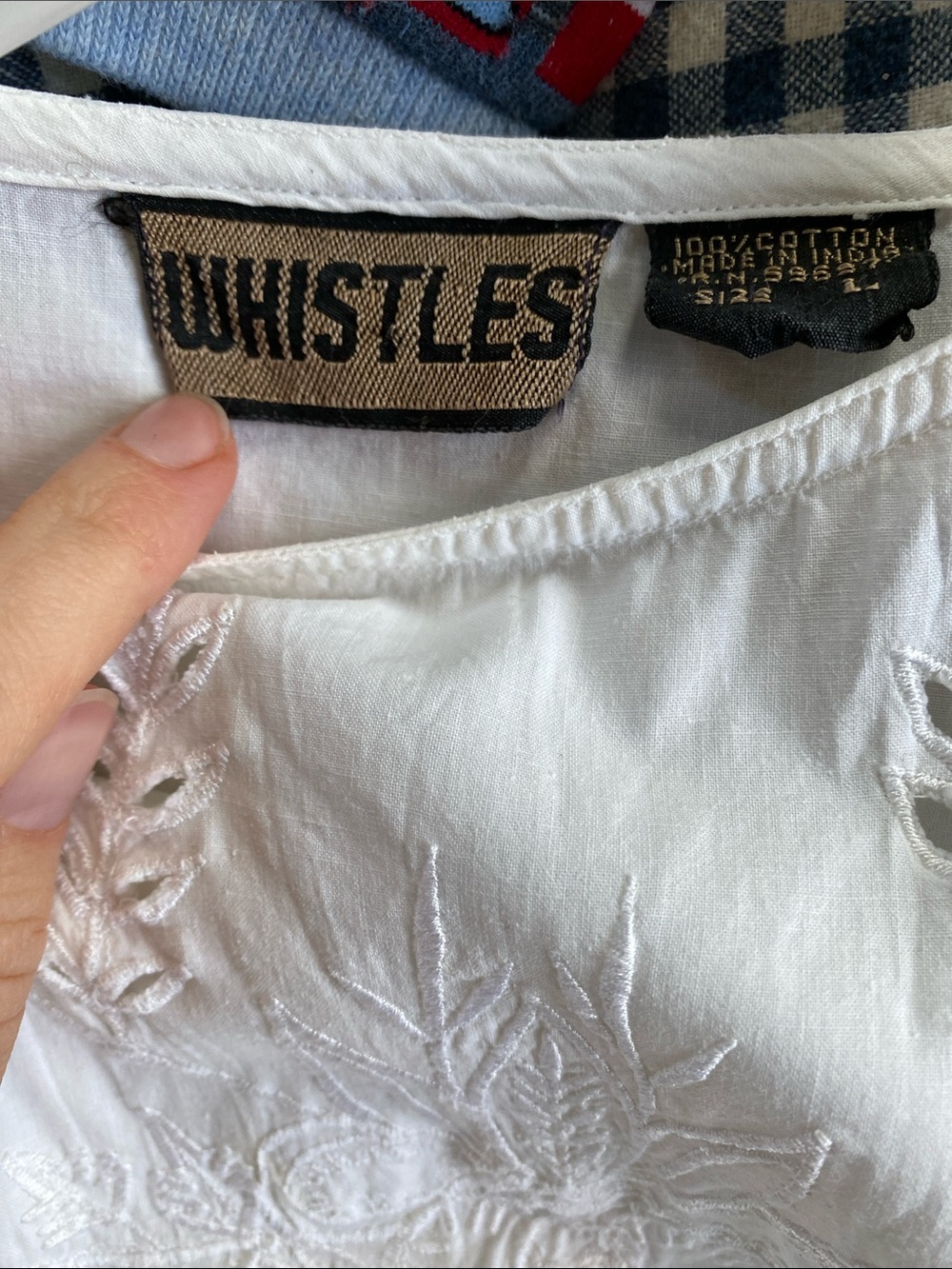 Vintage Whistles White Cotton Embroidered Cotton Dress with Pockets - Picture 2 of 5